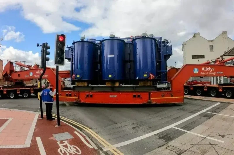 Giant transformers for London Power Tunnels project pass through Chessington