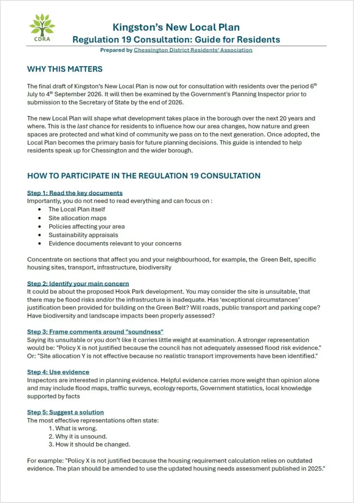 Regulation 19 consultation - guide for residents